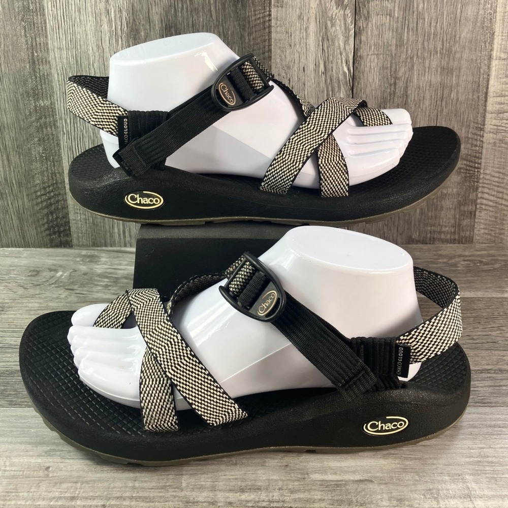 Chaco Z/Cloud 2 Womens 11 Black White Patterned Toe Loop Sandals JCH107966